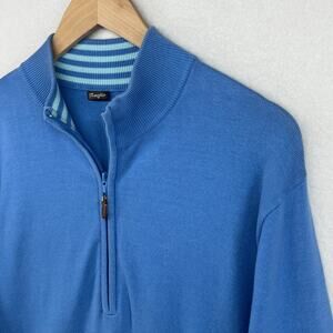 J.MCLAUGHLIN Sweater Mens L 1/4 Zip Golf Mock Neck Pullover Cotton Blend Blue